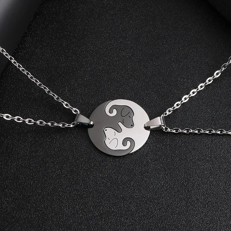 Yin Yang Dog Couple Necklace