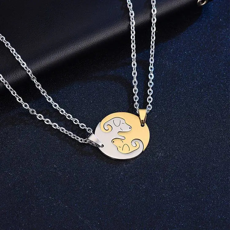 Yin Yang Dog Couple Necklace