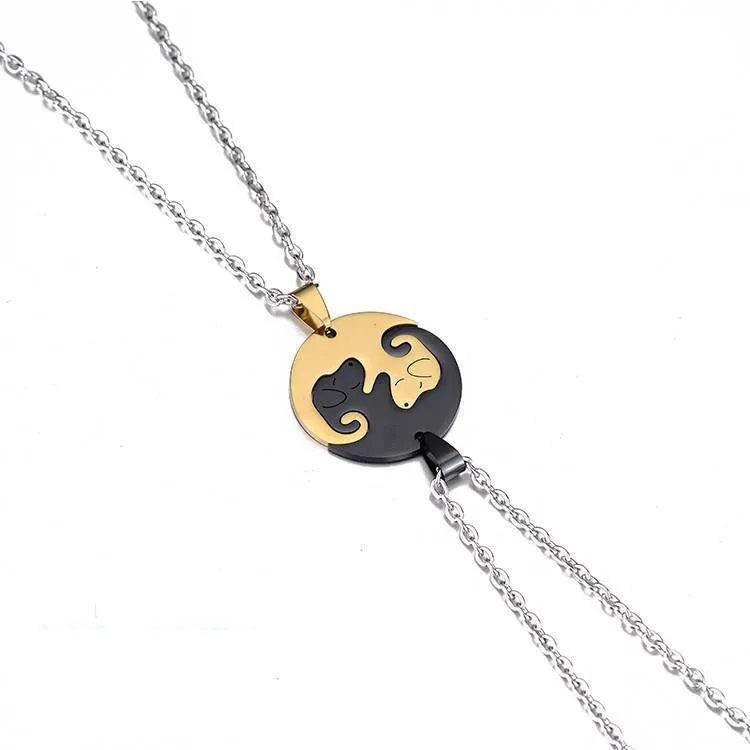 Yin Yang Dog Couple Necklace
