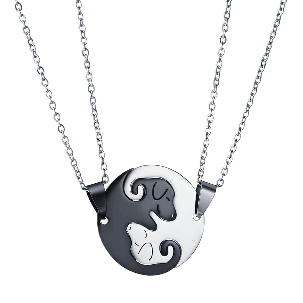 Yin Yang Dog Couple Necklace