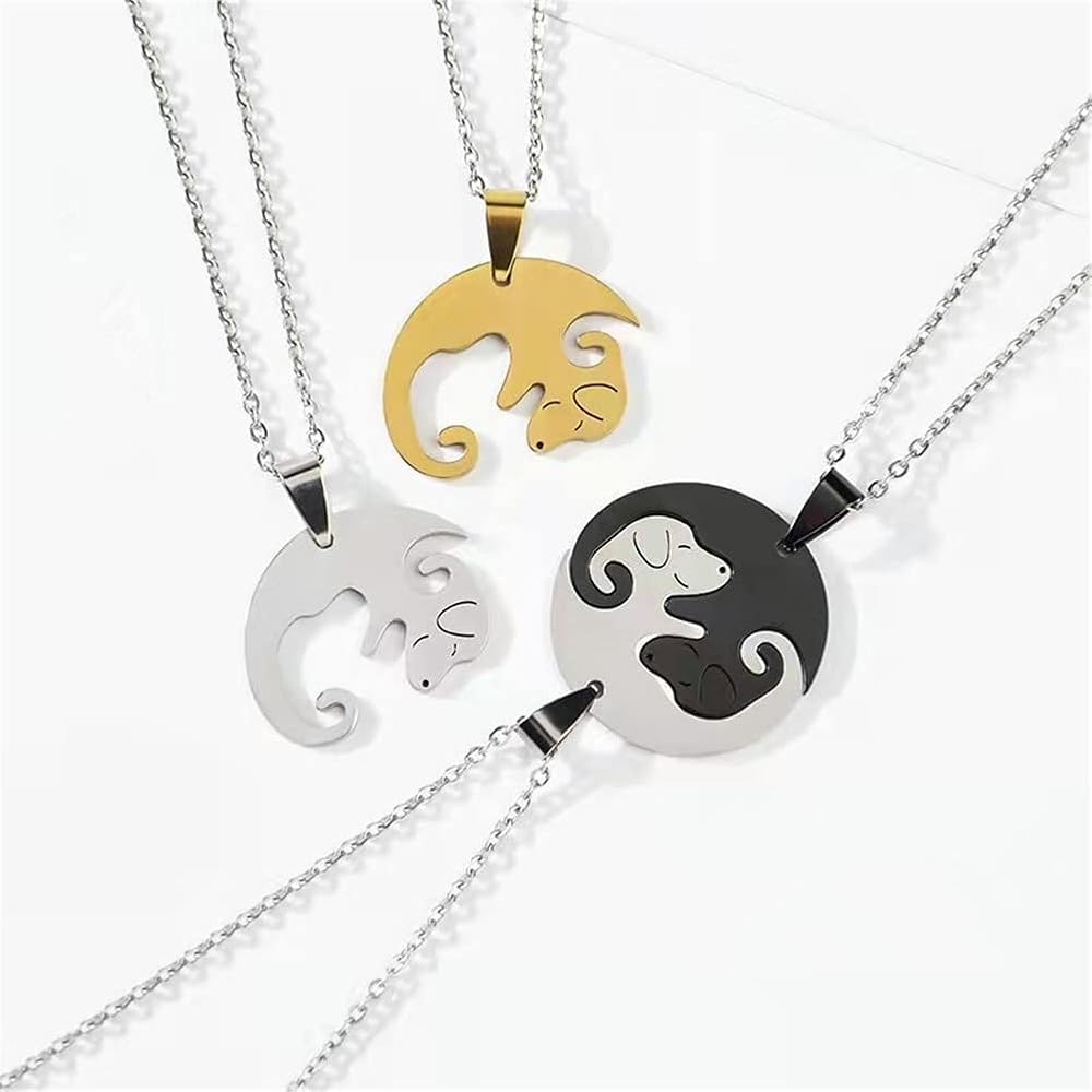 Yin Yang Dog Couple Necklace