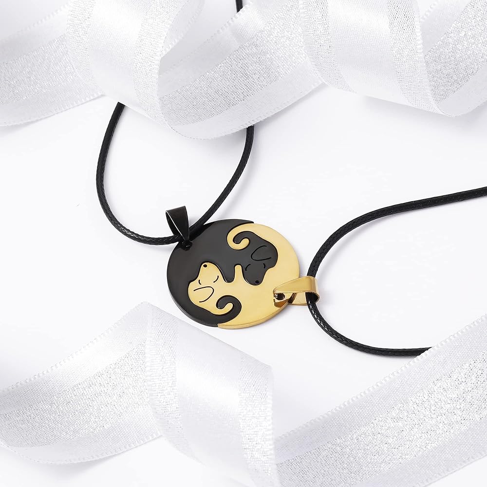 Yin Yang Dog Couple Necklace