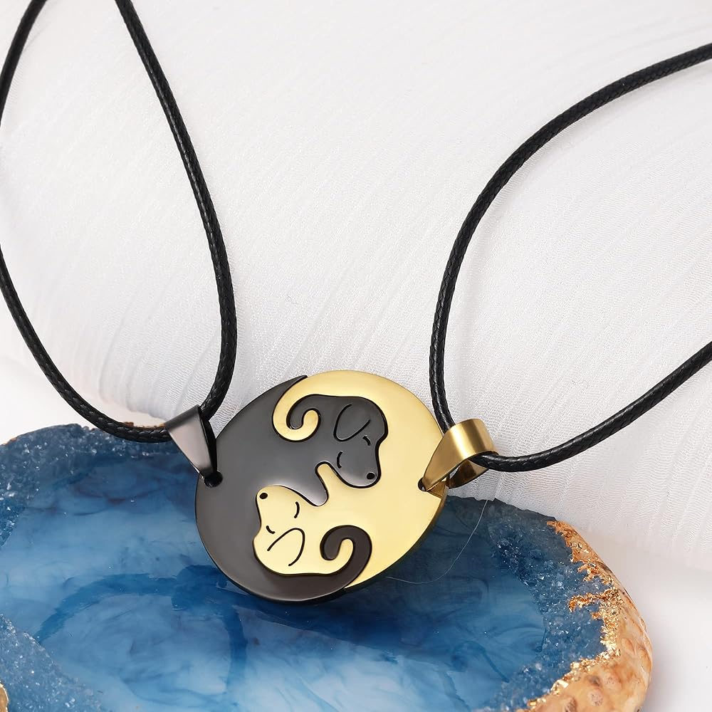 Yin Yang Dog Couple Necklace